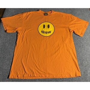 Drew House T‎ Shirt Short Sleeve Orange Smiley Face Logo Men's Size XL